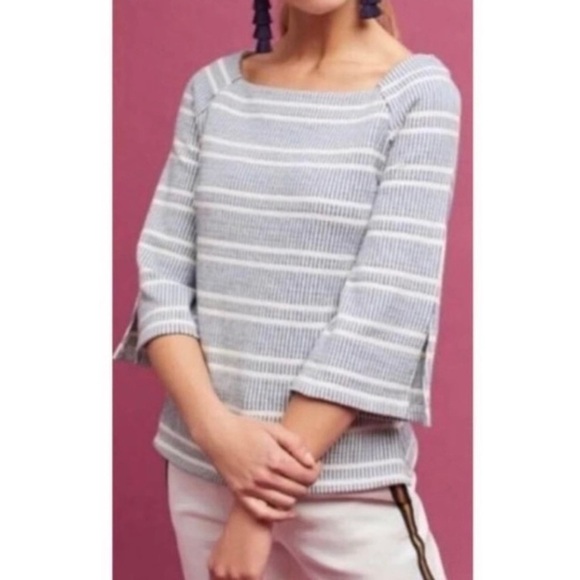 Anthropologie Postmark Striped Boat Neck Quarter Sleeve Size Small Shirt Top - Picture 1 of 16